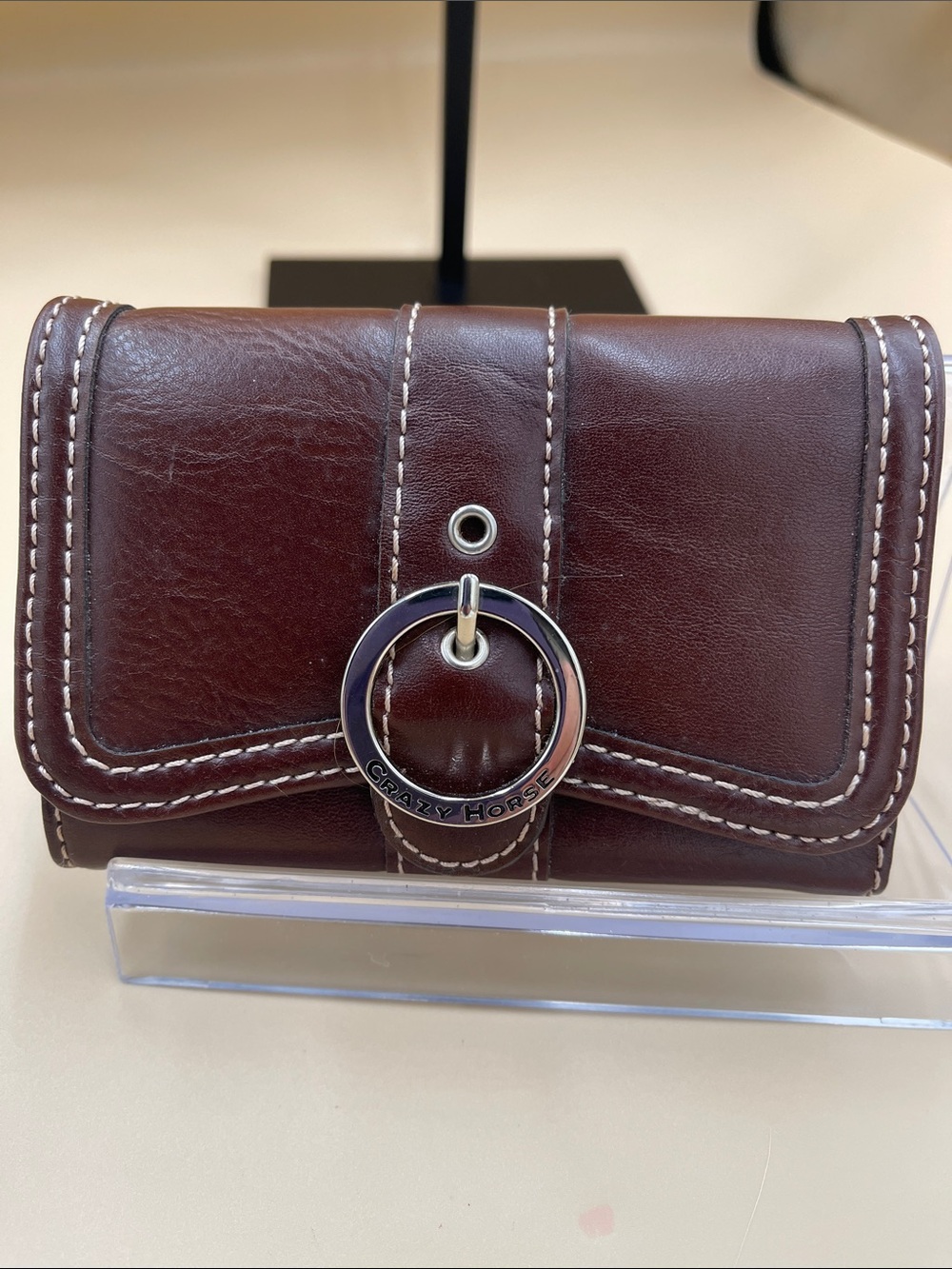 Crazy Horse by Liz Claiborne Dark Brown Leather Wallet Timeless Vintage Quality